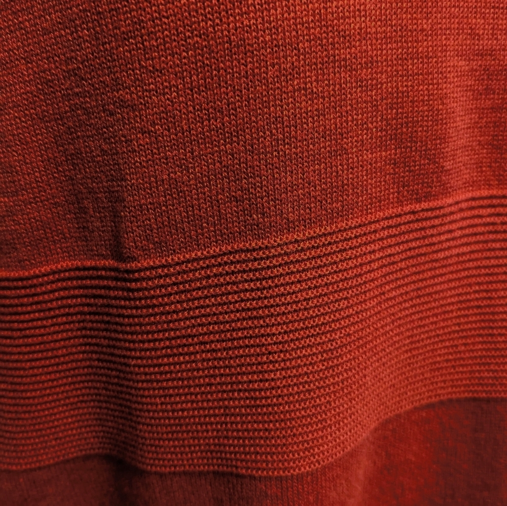 Goodfellow Mens Sweater Large 3D Knit Soft Cotton Red Orange Rust Fall Autumn - Picture 5 of 7